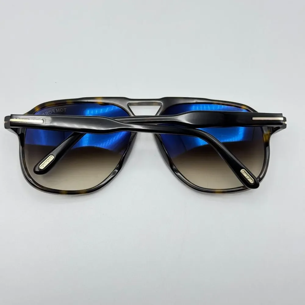 Tom Ford Sunglasses Raoul TF753 52K Havana Aviator Frame Gradient Lens 62-14-140